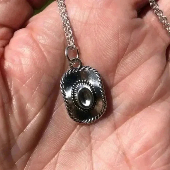 Jewelry - 3D Cowgirl / Cowboy Hat 925 Silver Necklace NWT